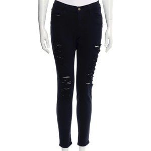 FRAME Mid-Rise Black Skinny Leg Jeans